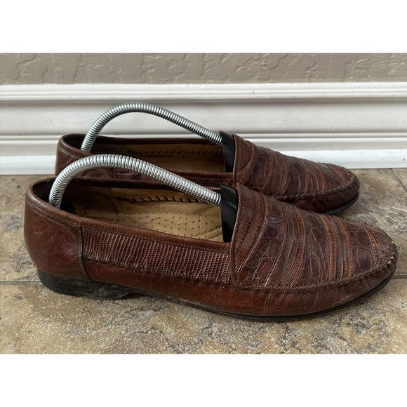 Mezlan Other - Mezlan Sebastian Brown Leather Genuine Lizard Loafer Shoes Men's Sz 10